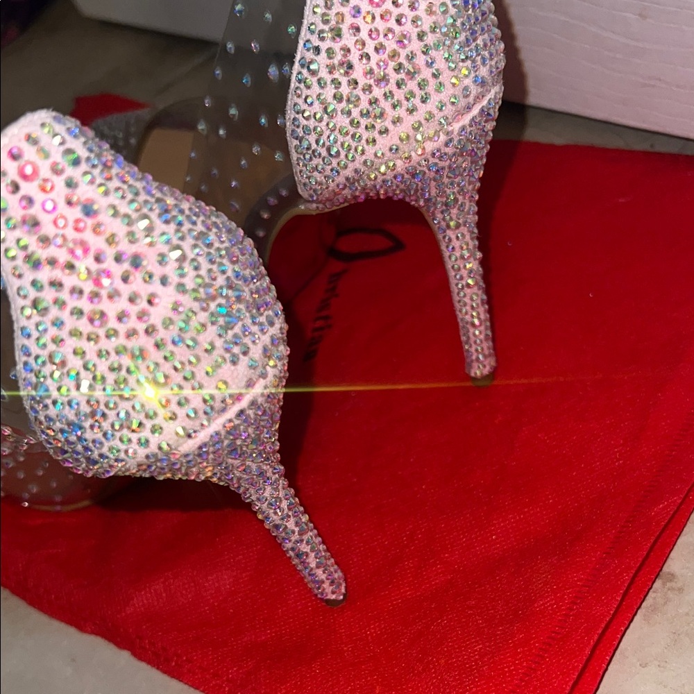 Clear Rhinestone Stiletto Heels - Picture 12 of 17